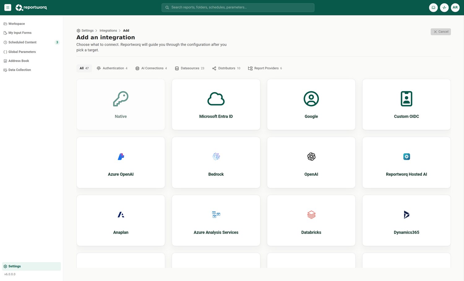 Reportworq screenshot: full catalog 47