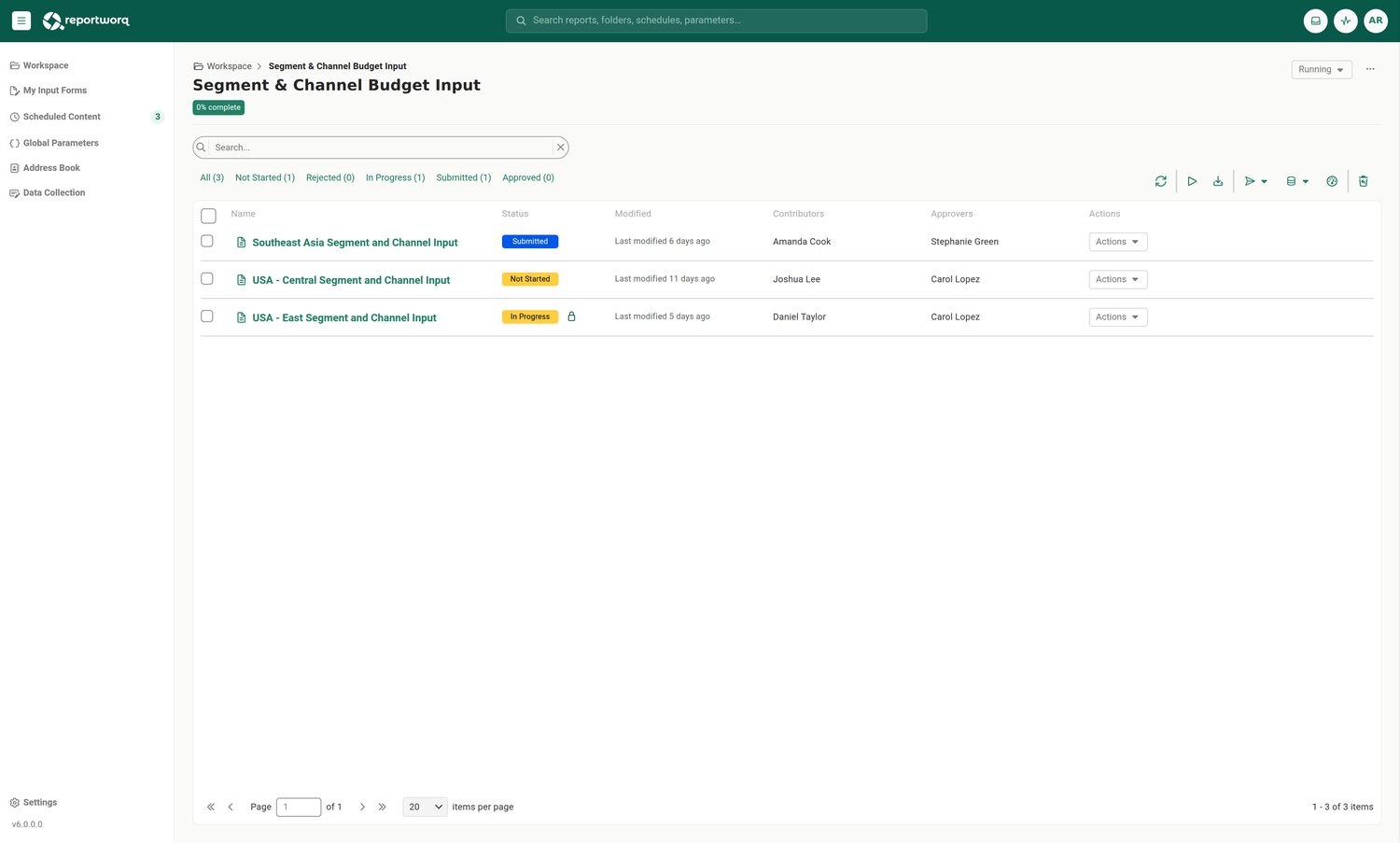 Reportworq screenshot: campaign dashboard